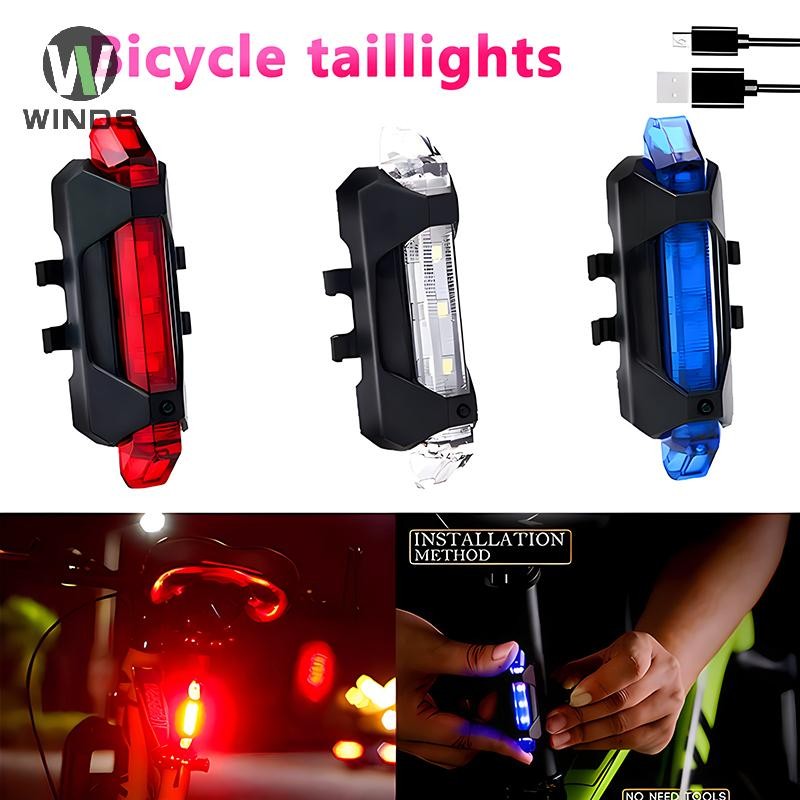 ODS ไฟ LED ไฟท้ายด้านหลังกันน้ํา USB ชาร์จไฟจักรยาน Mount ขี่จักรยานไฟเตือนความปลอดภัยอุปกรณ์เสริม OD