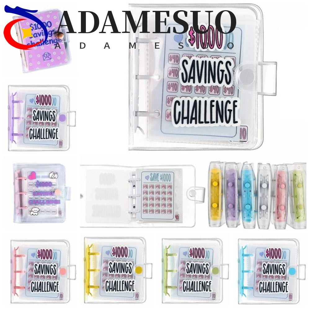 Adamesuo เครื่องผูกประหยัดเงิน, หนังสือท้าทาย PVC ขนาดเล็ก, ใช้งานง่ายซองเงินสดกันน้ํา $150/300/500/1000 Mini Budget Binder เด็ก