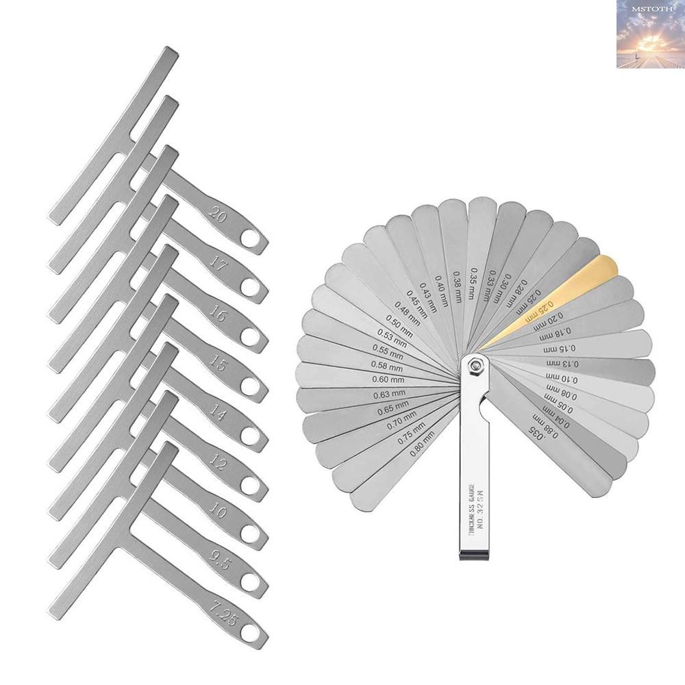 กีตาร์ Luthier ชุดเครื่องมือ 9 Radius Gauge 32 ใบมีด Feeler Gauge สําหรับซ่อมกีตาร์ Maintenance