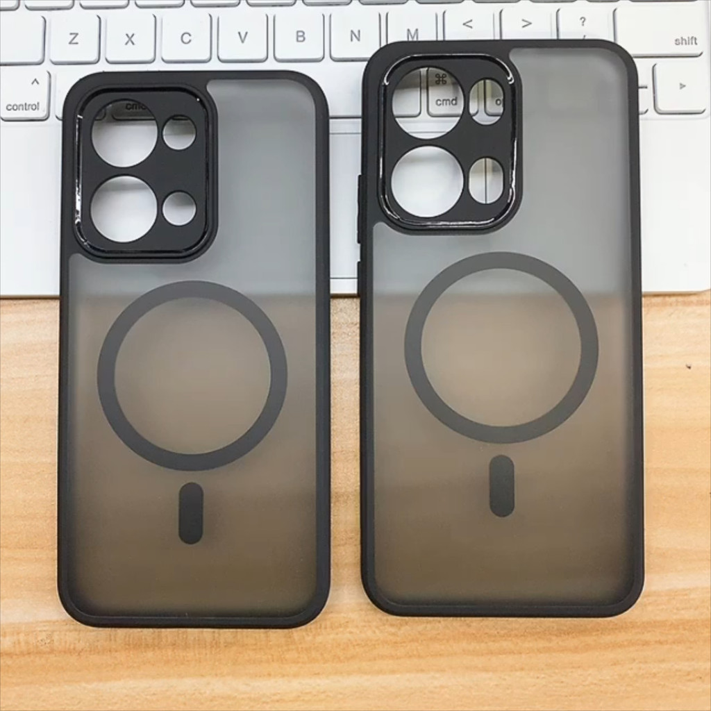 สําหรับ OPPO Reno 13, 13 Pro กรณี ELVEV Anti-drop ถุงลมนิรภัย Hard PC + TPU สบายผิวดูดฝาครอบโทรศัพท์