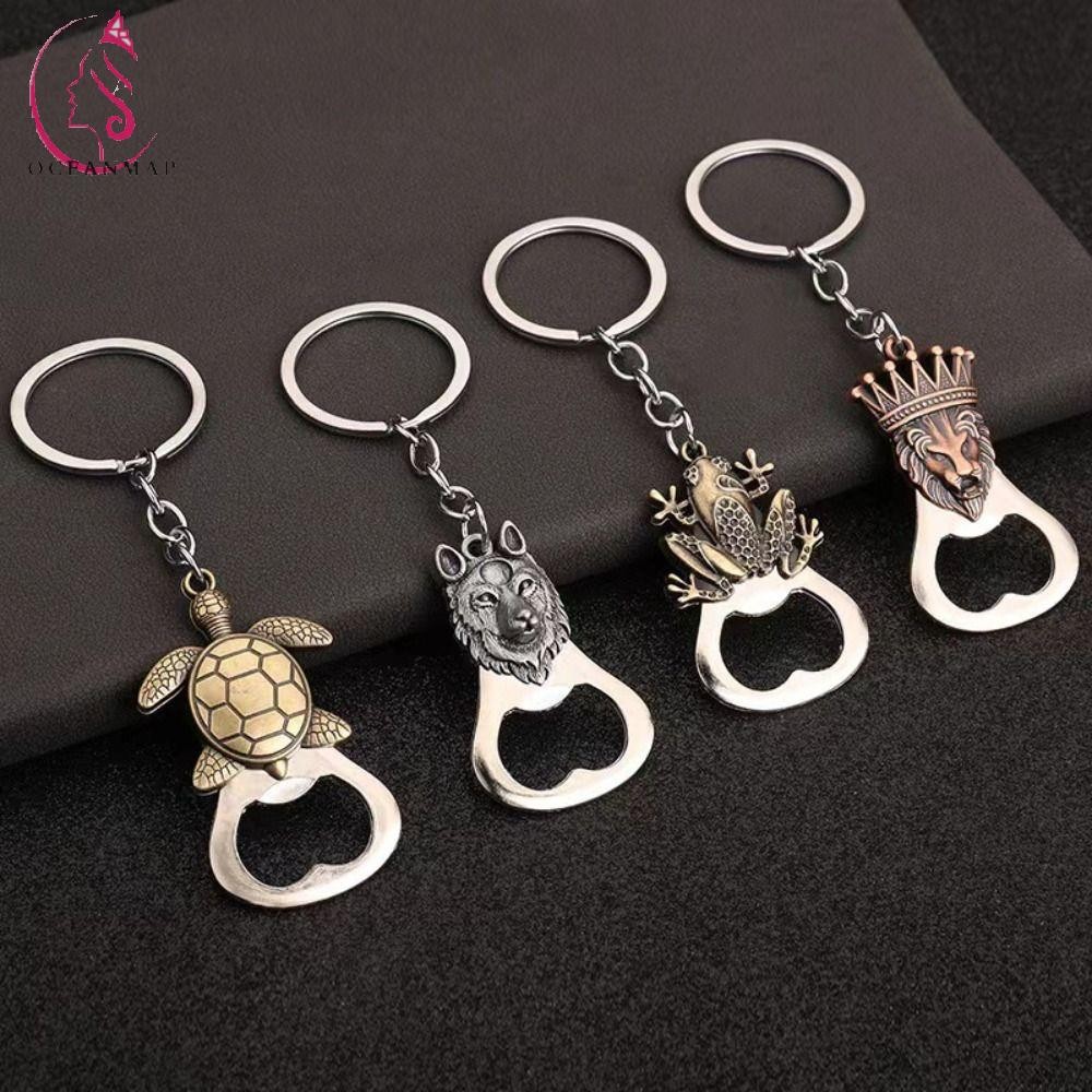 มหาสมุทรแผนที่ เต่าที่เปิดขวด,กบหมาป่าสีบรอนซ์สีโลหะสิงโตพวงกุญแจ,แบบพกพาที่เก็บกุญแจแขวนจี้โลหะเบียร์เปิดพวงกุญแจผู้ชาย เด็กผู้ชาย