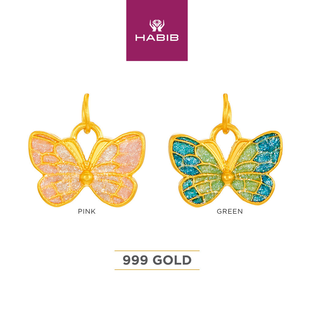 HABIB จี้สีเหลืองทอง 999/24K (ผีเสื้อ) 9GP005