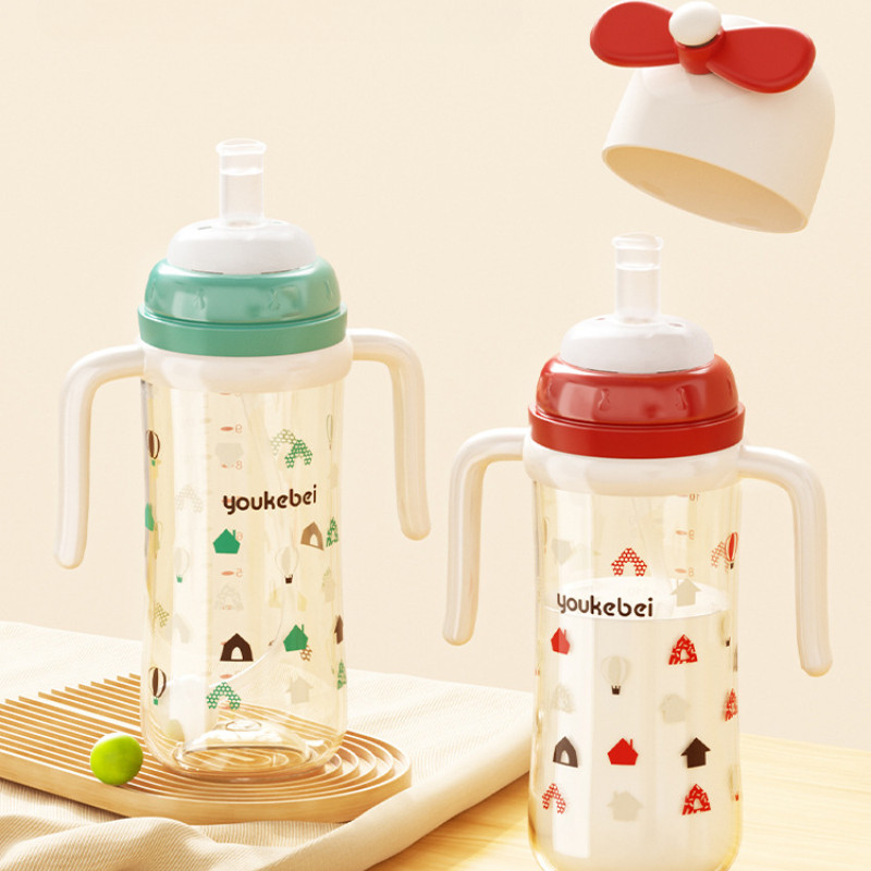 Oldlaiben ขวดนมเด็ก หลอดดูดนม อัตโนมัติ ตรวจจับอุณหภูมิ วัสดุที่ปลอดภัย แก้วหัดดื่มกันสำลักสําหรับป้อนนมเด็ก 300 มล. - รูปที่ 2