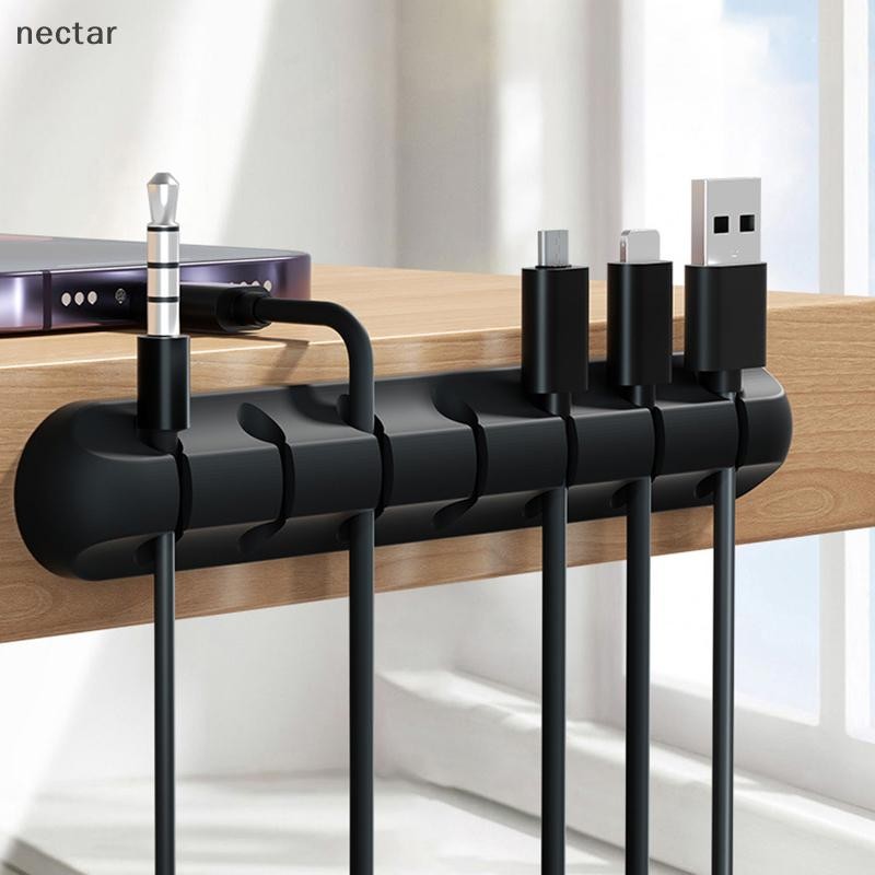 Tar Cable Organizer Management Wire Holder ยืดหยุ่น USB Cable Winder Tidy คลิปซิลิโคนสําหรับเมาส์คีย์บอร์ดหูฟัง Protector N