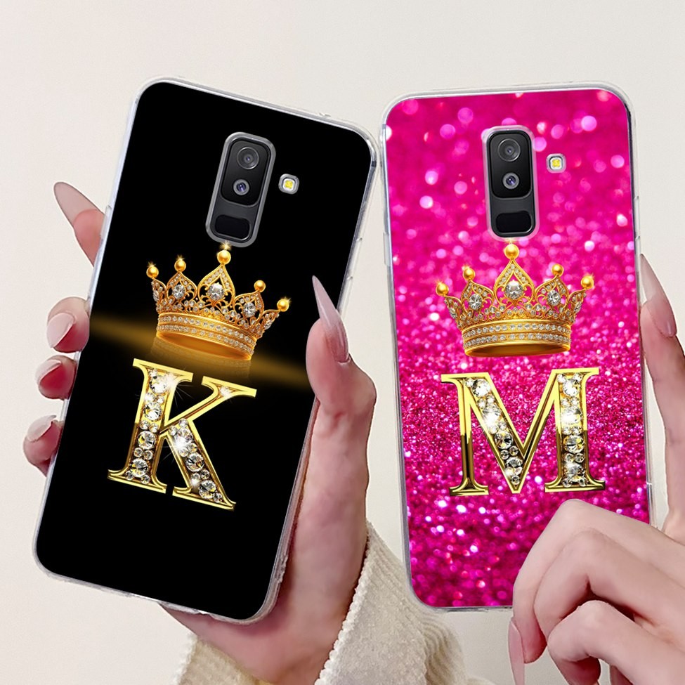 6.0 สําหรับ Samsung A6 Plus 2018 กรณี A605FN A605G Clear Aesthetic AZ Letter Soft TPU ปกหลังสําหรับ 