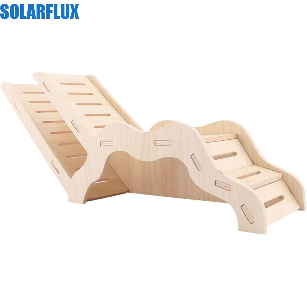 Solarflux หนูแฮมสเตอร์บันไดอุโมงค์ไม้, ไม้หนูแฮมสเตอร์ธรรมชาติปีนบันได, อุปกรณ์กรงสํารวจปีนเขา Peeping เครื่องร่อนน้ําตาล