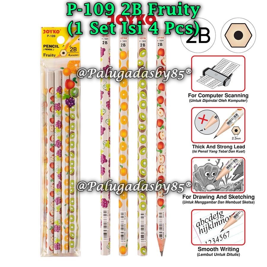 (1 ชุด) WHOLESALE JOYKO P-109 2B Fruity Hexagonal Pencil / Joyko P-109 2B Fruity Pencil (1 ชุด)