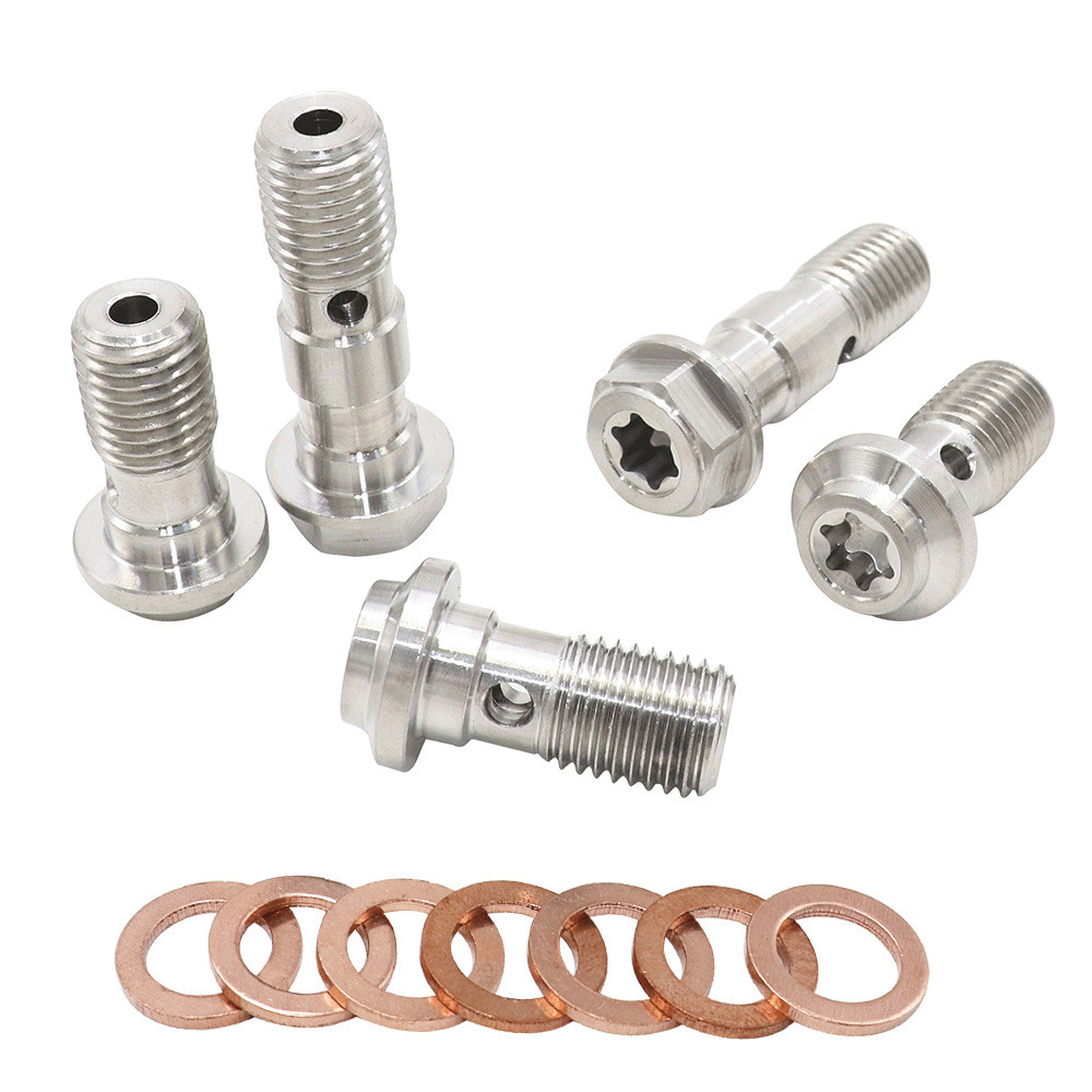 Universal M10X1.25/1.0 มม.Banjoสกรูสําหรับรถจักรยานยนต์เบรคท่อเบรคCaliperที่มีสีสันรถจักรยานยนต์หัวฉีดน้ํามันสกรูน้ํามัน