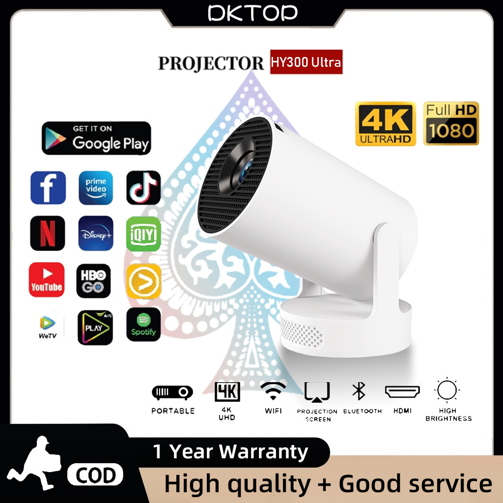 โปรเจคเตอร์มินิ โปรเจคเตอร์ HY300 Ultra WiFi โปรเจคเตอร์ภาพยนตร์ 1920*1080P HD รองรับหน้าจอมือถือแชร