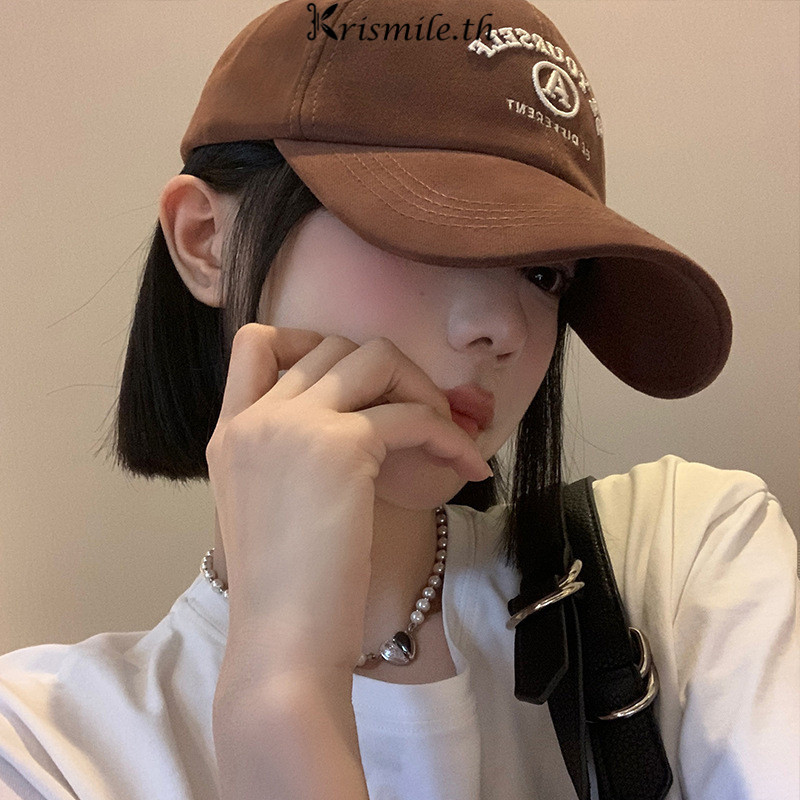 COD-ในไทย💖สไตล์ญี่ปุ่น ย้อนยุค หมวกเบสบอล ยูนิเซ็กซ์ ปัก หมวกกันแดด นักเรียน คู่รัก หมวกทรงปีกกว้าง-Kri