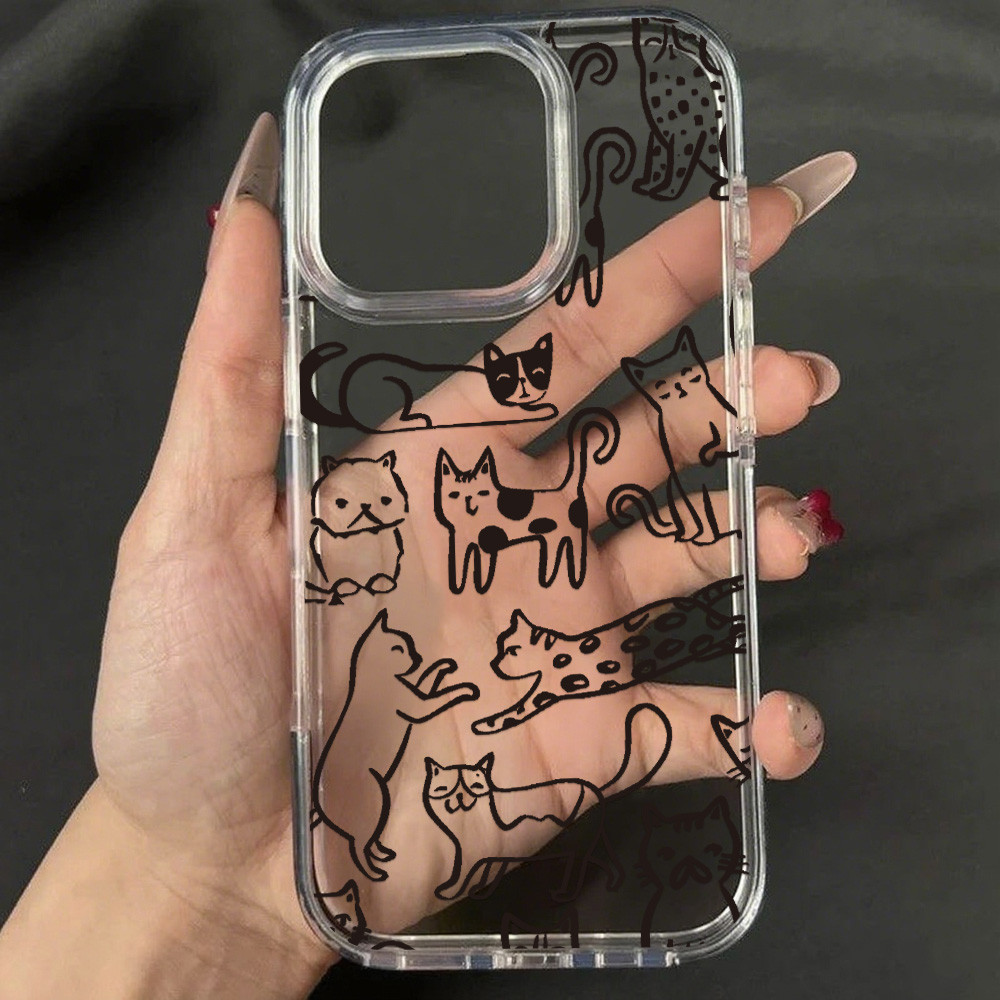 [ส่งจากไทย] เคสอะคริลิค+HD เคส For Samsung A36 A55 A56 5G A35 A55 A26 A16 A15 S25 Ultra แมวน่ารัก ป้องกันกล้อง โปร่งใส