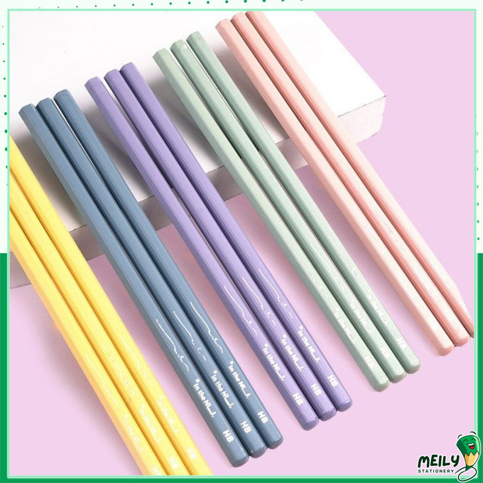 ดินสอไม้ HB หลากสีพาสเทล ดินสอเขียนไม้พื้นฐาน HB สําหรับนักเรียน