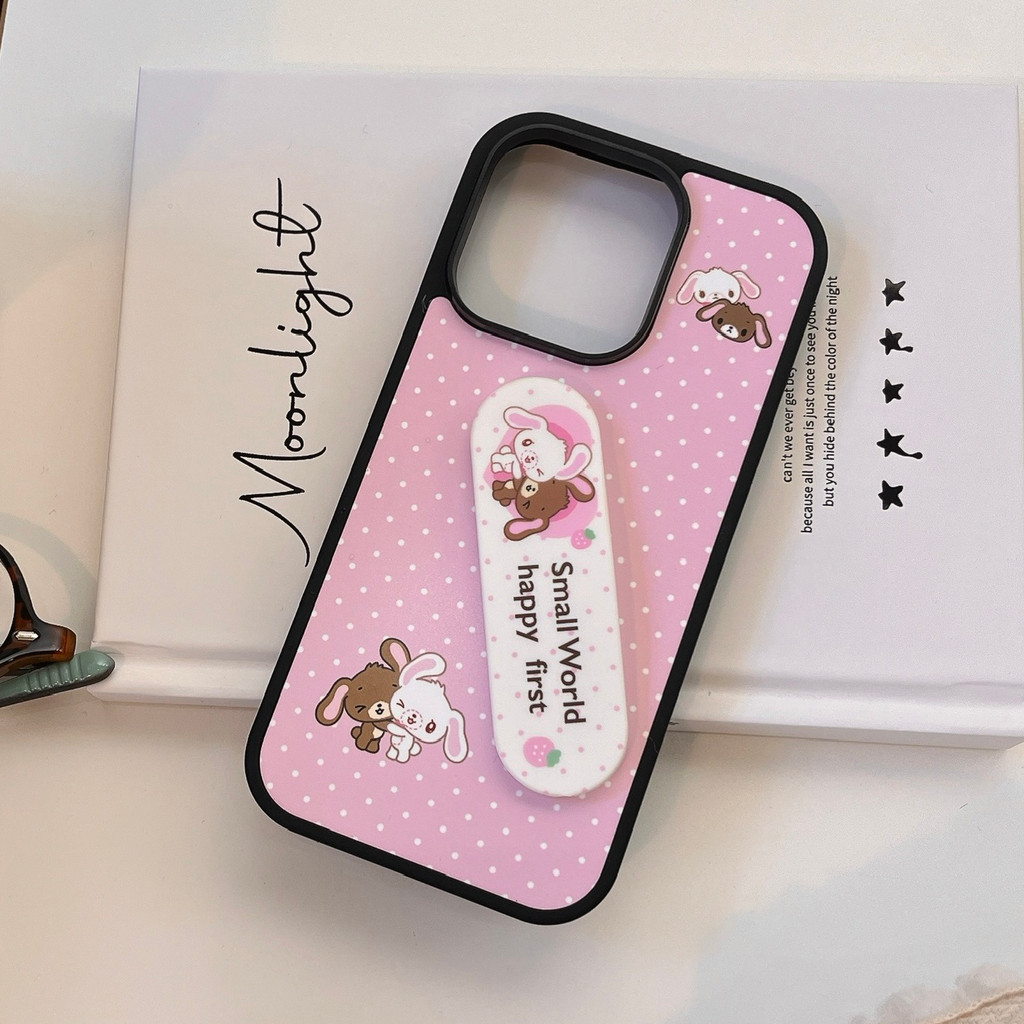 ผิวรู้สึกกรอบสีดําแฟชั่นสีชมพูลายจุดขนมกระต่ายวงช่วยเหลือยืนสร้างสรรค์กรณีโทรศัพท์เหมาะสําหรับ ไอโฟน16โปรแม็กซ์ รูขนาดใหญ่ทนแรงแอปเปิ้ล15สนุกบุคลิกภาพ14เคลือบ13นิช ไอโฟน17โปรแม็กซ์ - รูปที่ 7