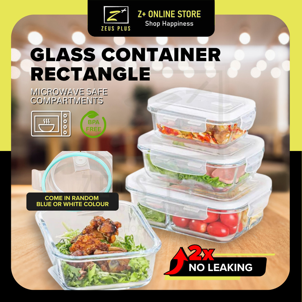 ZPLUS สี่เหลี่ยมผืนผ้าไมโครเวฟปลอดภัยภาชนะแก้วแก้วเก็บอาหารกล่องอาหารกลางวันแก้ว Airtight Glassware 