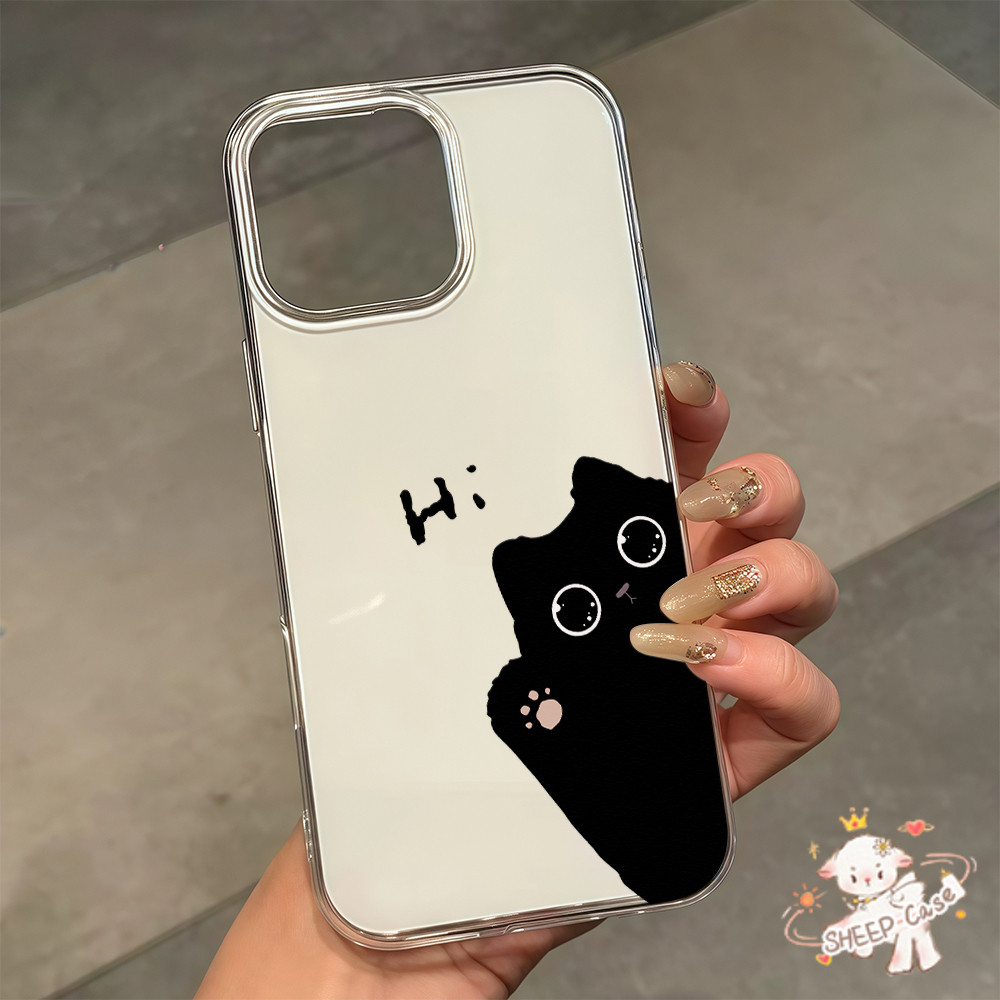✨ นี่ยม! ✨ เคสครีม IMD แมวขาวดำน่ารัก สําหรับIPhone16 15 13 12 11 7 8plus Pro Promax X XR XS ทนต่อการเสียดสี คุณภาพสูง ราคา ถูกที่สุด ดีลบีเคเค แกลเลอรีภาพที่ 8
