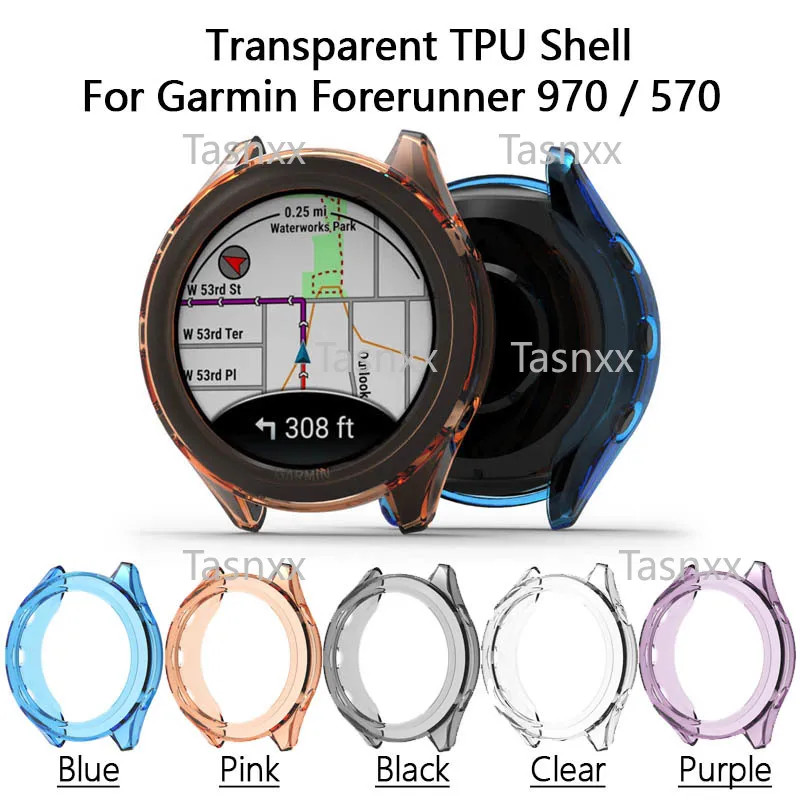 โปร่งใส TPU นาฬิกาสําหรับ Garmin Forerunner 970 570 42 มม.47 มม.Non Yellowing Hollow กันกระแทกด้านหน้า Protector Soft Case