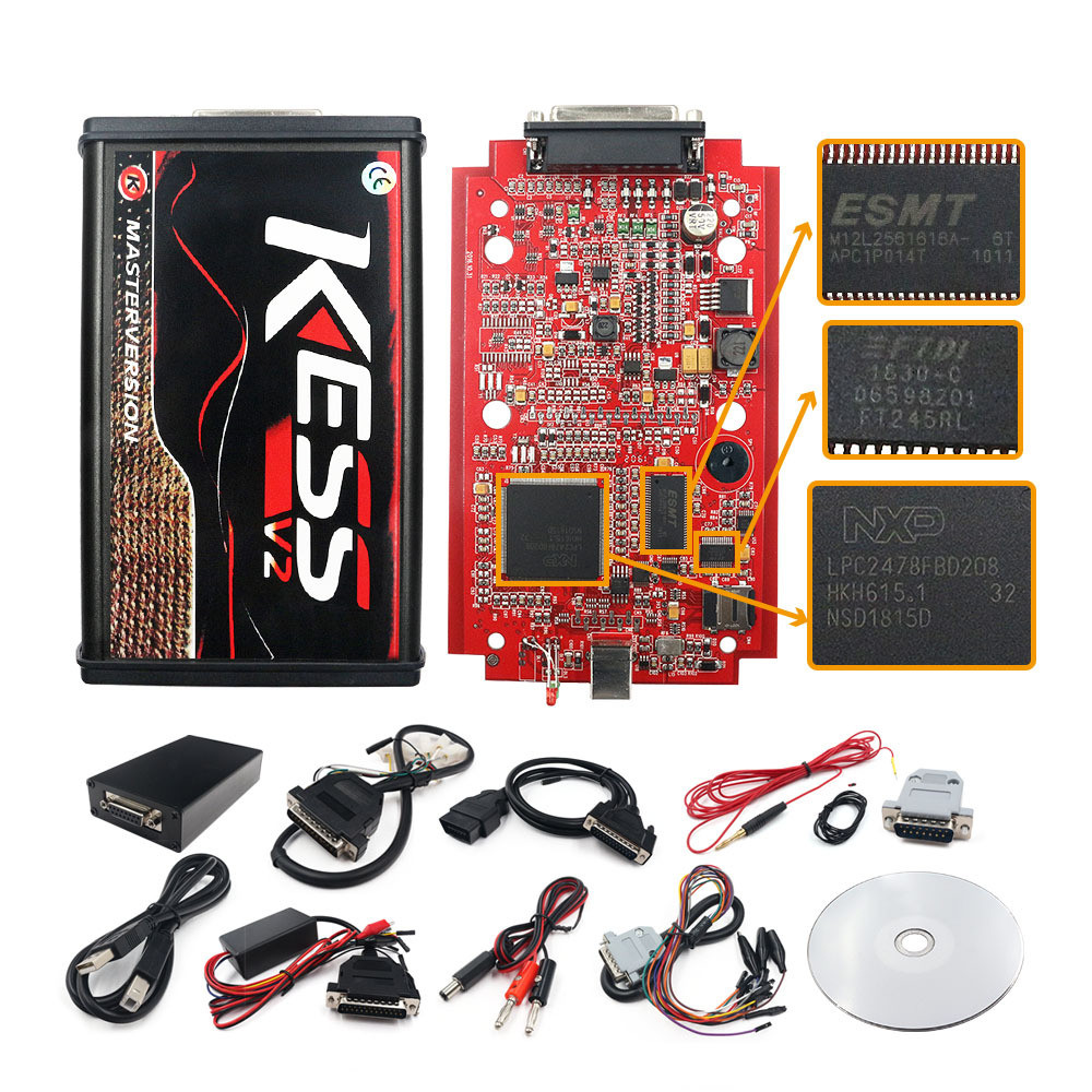 KESS V2 PCB สีแดงสําหรับ V5.017 KSue V2.53 ไม่มี Tokens Global Version สามารถเชื่อมต่อได้