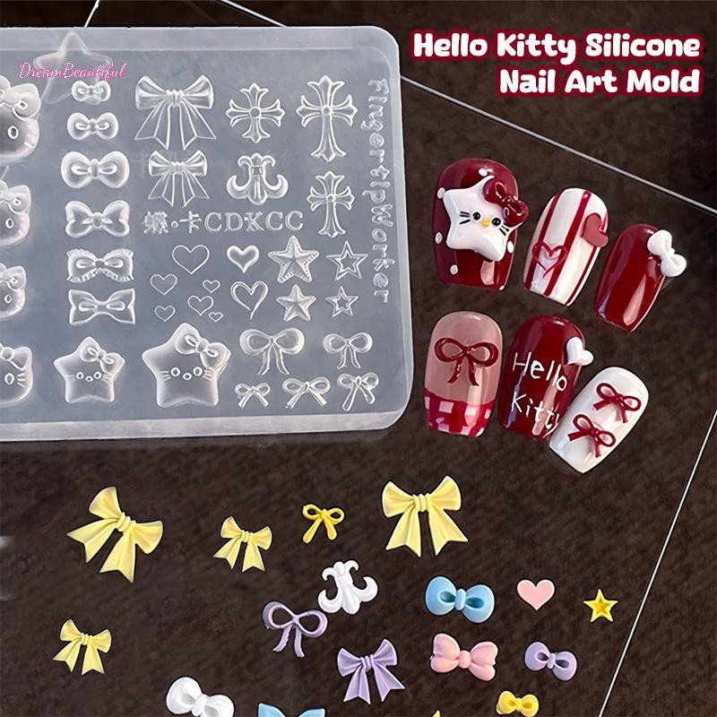 <DBFl-t> แม่พิมพ์เล็บการ์ตูนโบว์ 3d แม่พิมพ์ซิลิโคนเล็บ Diy รูปแบบซิลิโคนนุ่มแม่พิมพ์แกะสลักเครื่องมือเล็บ Charms ใหม่