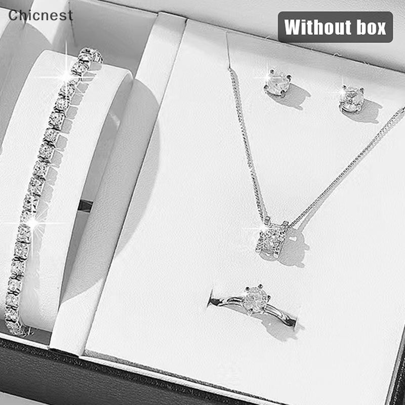 [Chc] ผู้หญิงหรูหราแหวนสร้อยคอต่างหูสร้อยข้อมือ Rhinestone หญิงสบายๆสุภาพสตรีชุดเครื่องประดับ [VN]