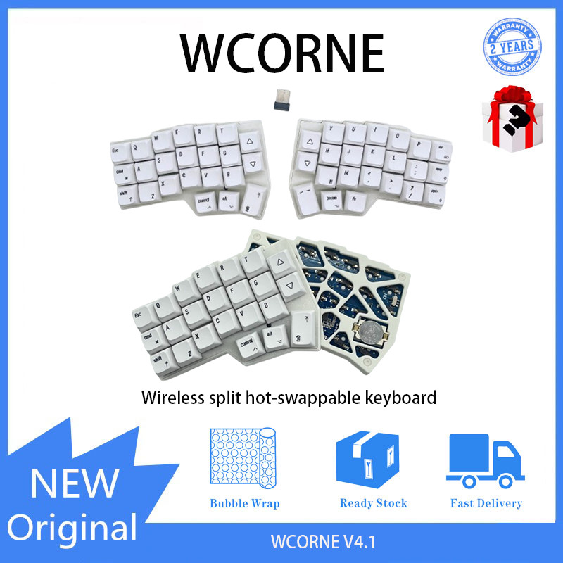 Wcorne V4.1 คีย์บอร์ดไร้สายแยก 2.4G ergonomic แยก DIY แบบกําหนดเอง hot-swappable VIAL