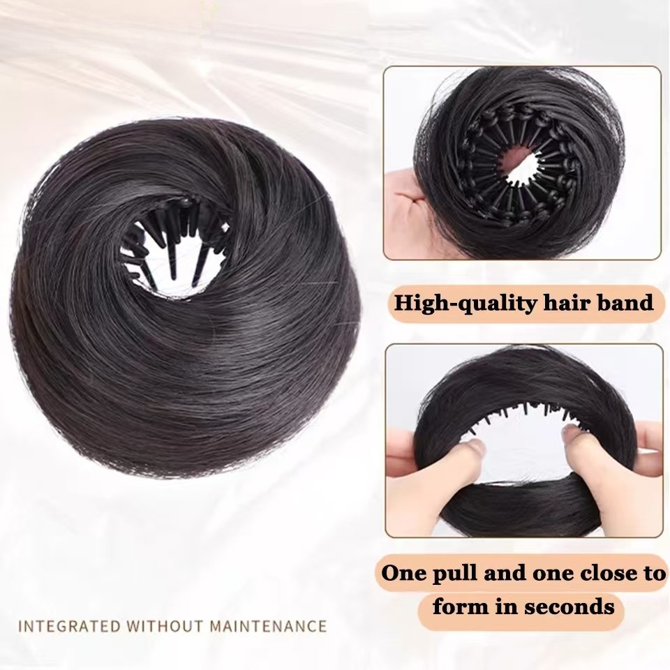 ผมปลอม ผมห่วงโลภคลิปวิกผมจัดส่ง ผู้หญิงใส่วิกผม เครื่องเป่าผมแผ่นหด มารูโกะ วิกผมที่คาดผม มวยผมจําลอง - รูปที่ 2