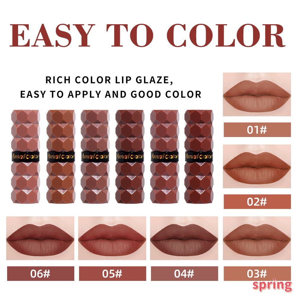 ✨ AMERICOLOR Velvet Lipstick Matte Paste Lip Products Not Stained With Lipstick Not Stained Solid Co