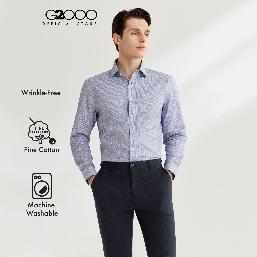 G2000 เสื้อเชิ้ตแขนยาวแบบทางการสำหรับผู้ชาย ทรง Smart Fit รุ่น 4112109276 BLUE