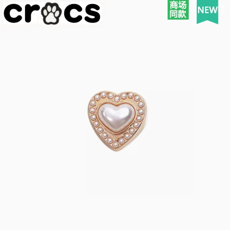 Crocs Crocs Zhibixing Accessories Hole Shoes Flower Liu Yuxin Same Style Holiday Limited Golden Pearl 5 ชิ้นชุด