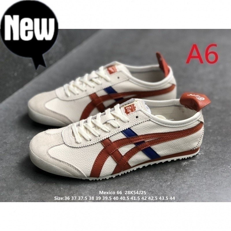 TOP Onitsuka Tiger 2024เม็กซิโก co66original หนังแท้สำหรับผู้ชายและผู้หญิง Onitsuka Tiger รองเท้าสีแ