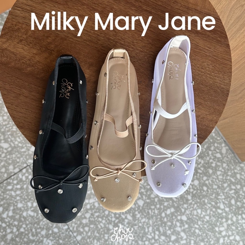 MIEDCHANHE chuuchopMilky mary jane shoes รองเท้าคัชชูติดเพชร ZGZZ