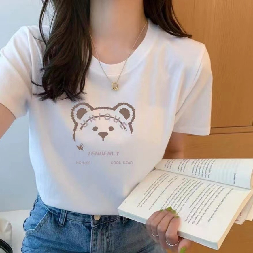 เสื้อยืดแขนสั้นลวดลายน่ารักๆผ้าคอตตอนใส่ดี สั่งเข้ามาเลยจ้าา S M L