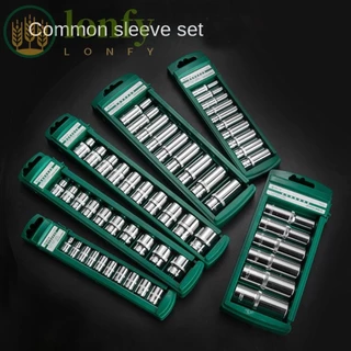 LONFY ชุดประแจ Hex Socket 1/4 3/8 1/2 ซ็อกเก็ตลึก Chrome Vanadium Steel เครื่องมือวงล้อยาวสั้นพร้อมตัวยึด