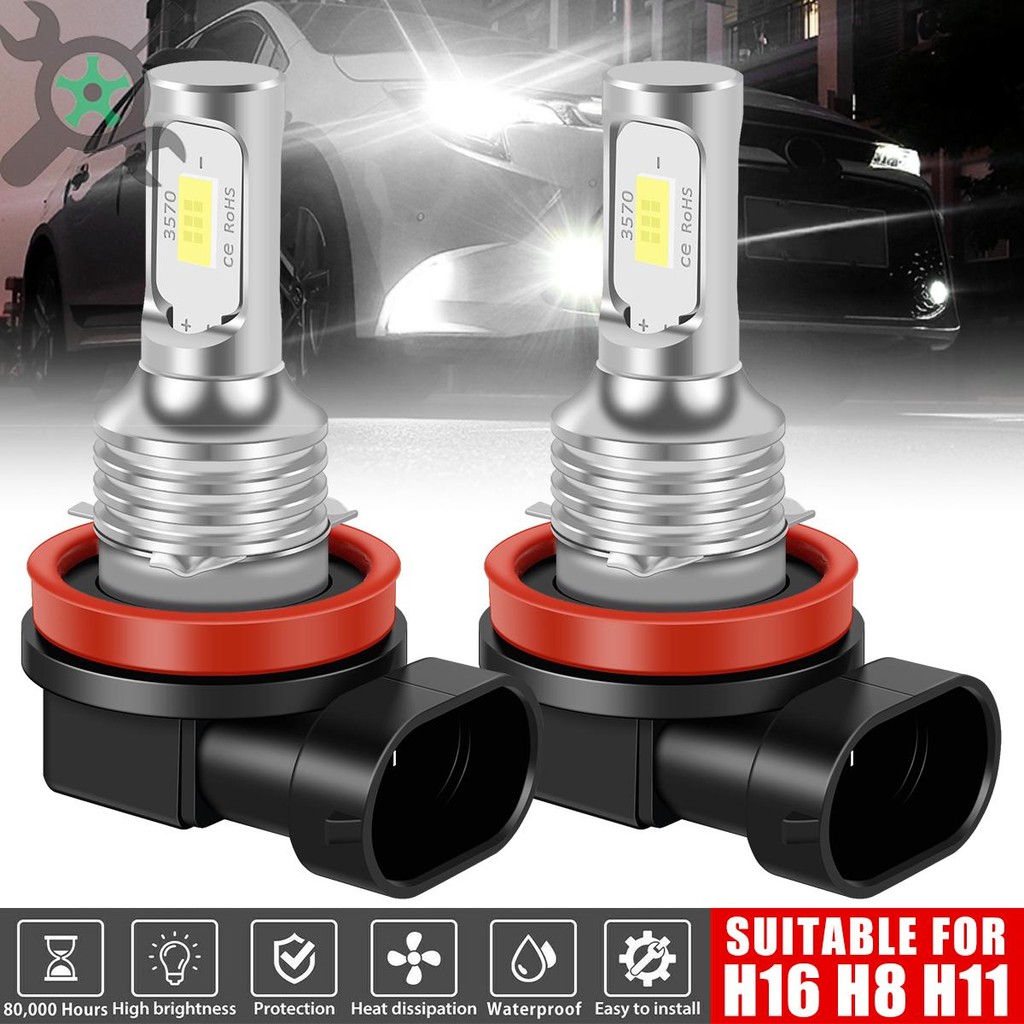 2 ชิ้น LED ไฟหน้าหลอดไฟ 6000 พัน 7000LM LED หมอกหลอดไฟกันน้ําไฟหน้าหลอดไฟใช้งานร่วมกับ H16 H11 H9 H8