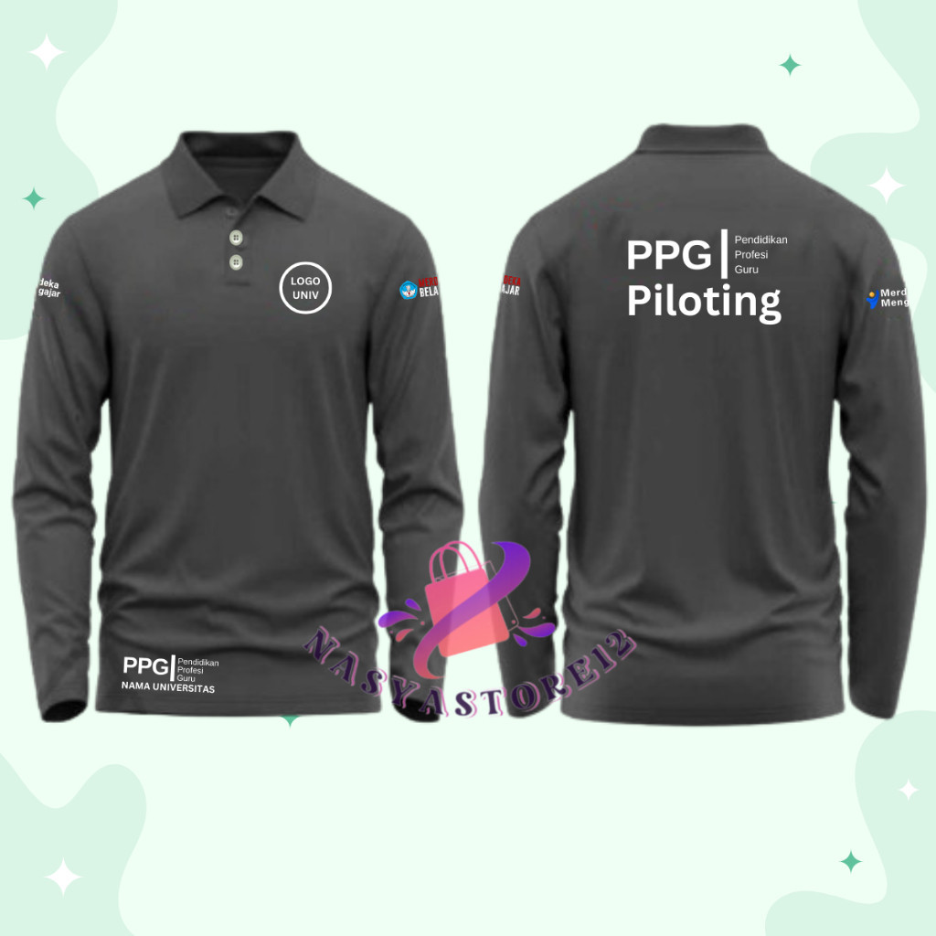 เสื้อโปโลแขนยาว เสื้อยืดลายโลโก้ PPG (ครู Professional Education) Piloting เป็นคอปกยอดนิยม เสื้อโปโล