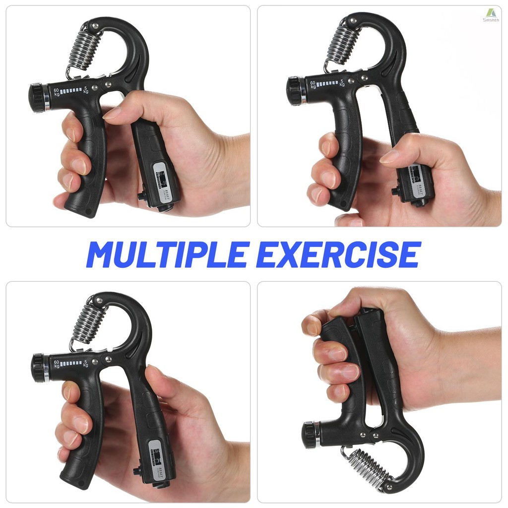 SmshHand Gripper Hand Grip Strengthener พร้อมเคาน์เตอร์ 5-60 กก.ความต้านทานที่ปรับได้ฟิตเนสมือออกกําลังกายสําหรับสร้างกล้ามเนื้อการฝึกอบรมข้อมือ - รูปที่ 7