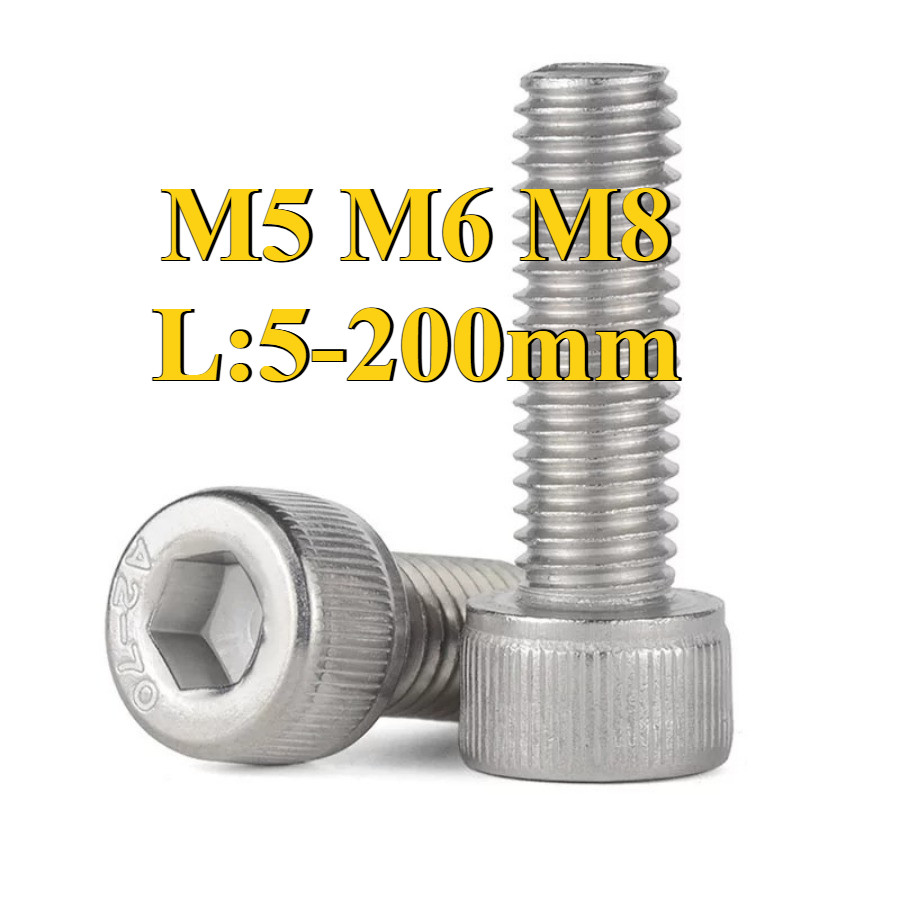 304 สแตนเลสสตีลหัวถ้วยซ็อกเก็ตหกเหลี่ยม Bolt M5/M6/M8 * L5-200mm [ZQ-DM]