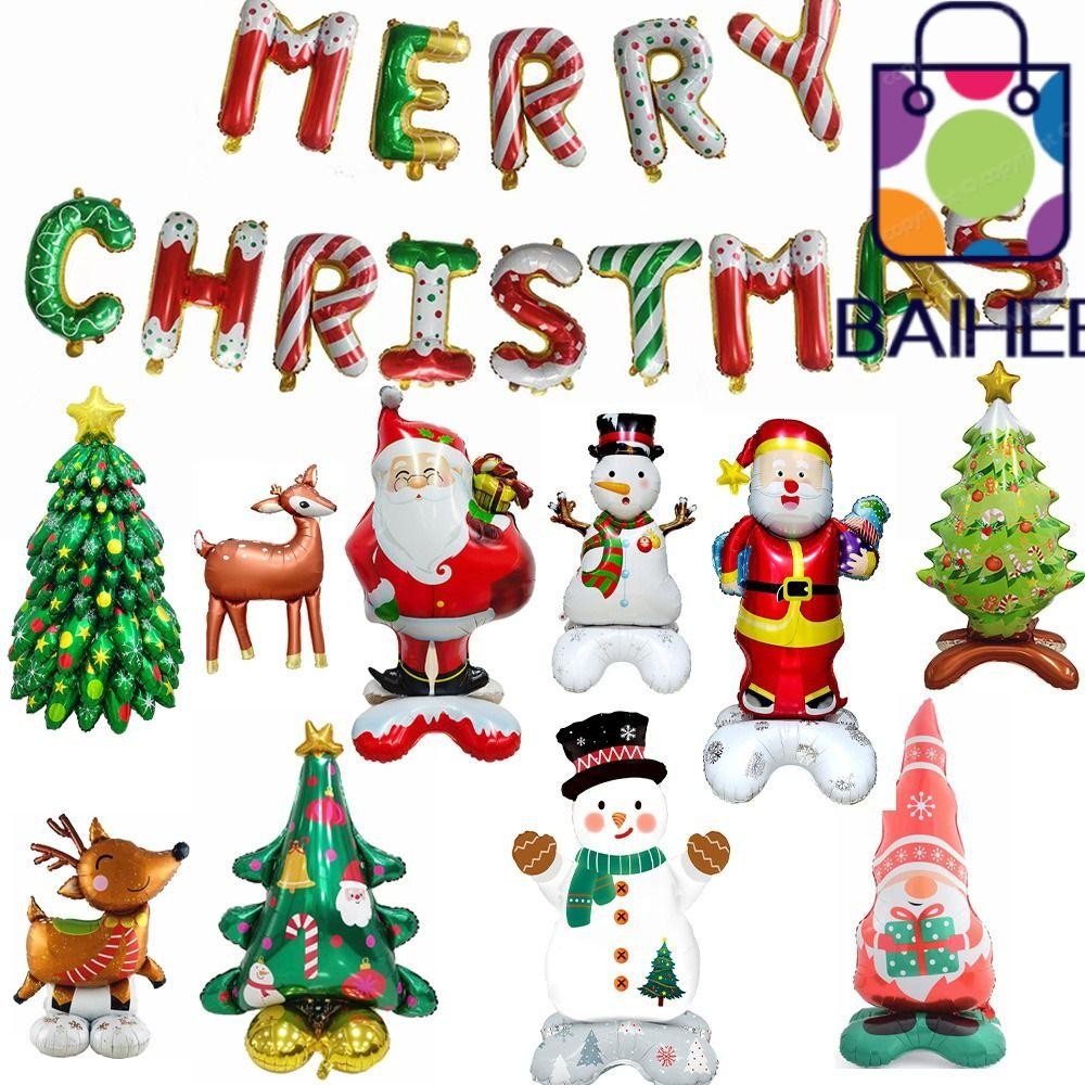 Baihee Xmas Party เครื่องประดับบอลลูน,ขนาดใหญ่ Xmas Tree ฟอยล์บอลลูน,ของเล่นเด็ก Santa Claus Christmas Series ยืนบอลลูนบ้านปี Party Supply