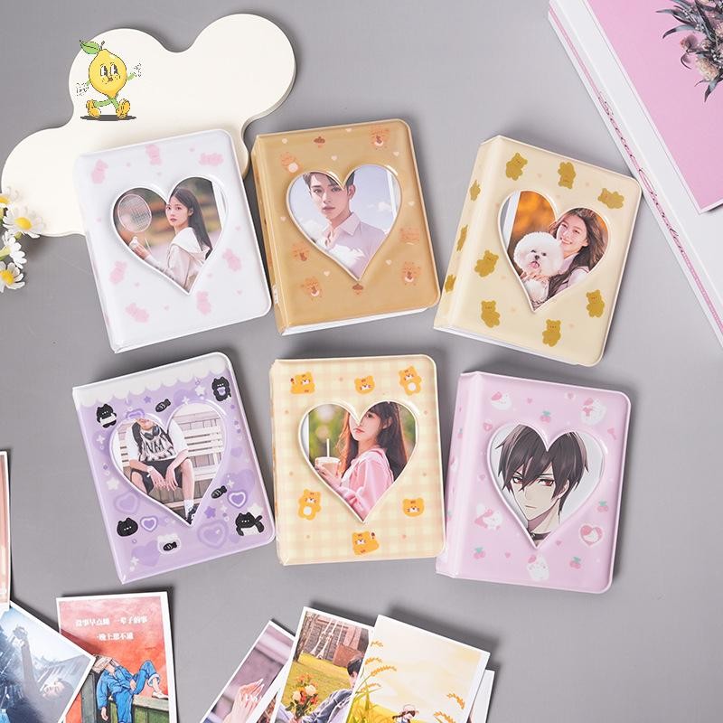 [mozh] 36 การ์ด Kpop Card Binder ชื่อการ์ดหนังสือ Photocard ผู้ถือหมีน่ารักอัลบั้มรูป 3 นิ้ว Love Heart Hollow รูปภาพกรณี [TH]
