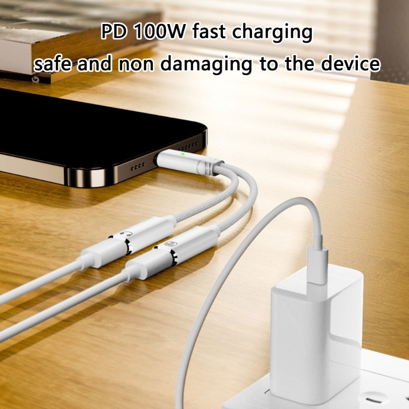 หูฟัง Doublebuy USB C ถึง Type C Sound Type C อะแดปเตอร์ชาร์จเร็วหูฟัง