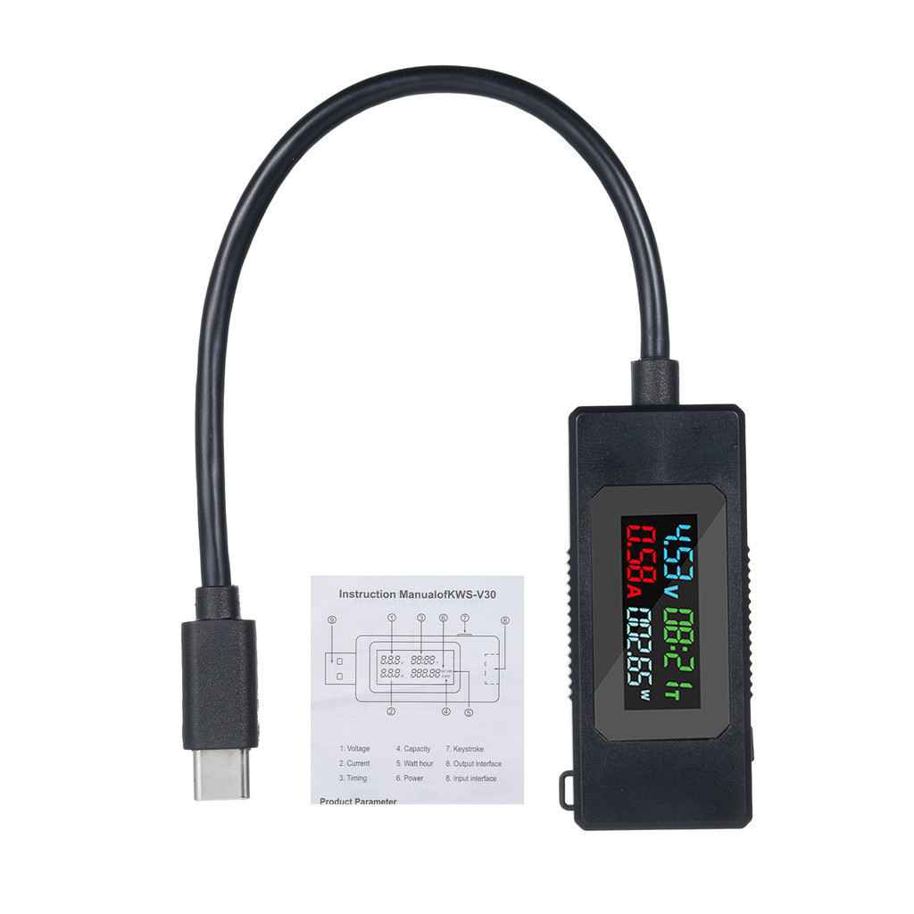 Fast การจัดส่ง USB-C เครื่องทดสอบแรงดันไฟฟ้า Type-C แรงดันไฟฟ้าและ Current Tester Meter 4-30V 0-6.5A