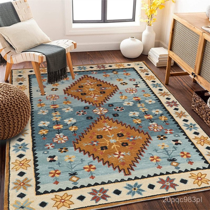 Bohemian Vintage Crystal Flocking Carpet Large Area Living Room Mat Bedroom Office Prayer Rug Muslim