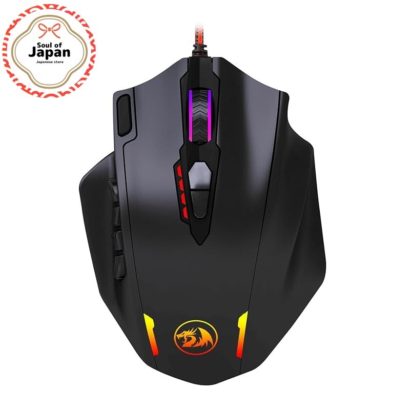 Redragon M908 12400 DPI Impact MMO Gaming Mouse with 18 Programmable Buttons and Weight Tuning Cartr