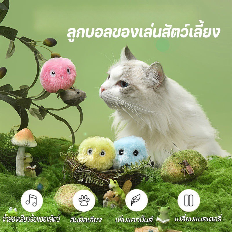 COD ลูกบอลสัตว์เลี้ยงตลก ของเล่นแมว ลูกบอลมีเสียงสำหรับสัตว์เลี้ยง เลียนเสียง นก กบ กัญชาแมว รูปที่ 7