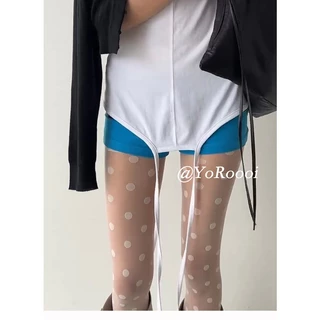 สไตล์เกาหลี INS Blogger ยีนส์ระบายอากาศแบบ Y2K ลายจุดใหญ่ พานตี้หOSE สำหรับสาวๆ ในฤดูร้อน
