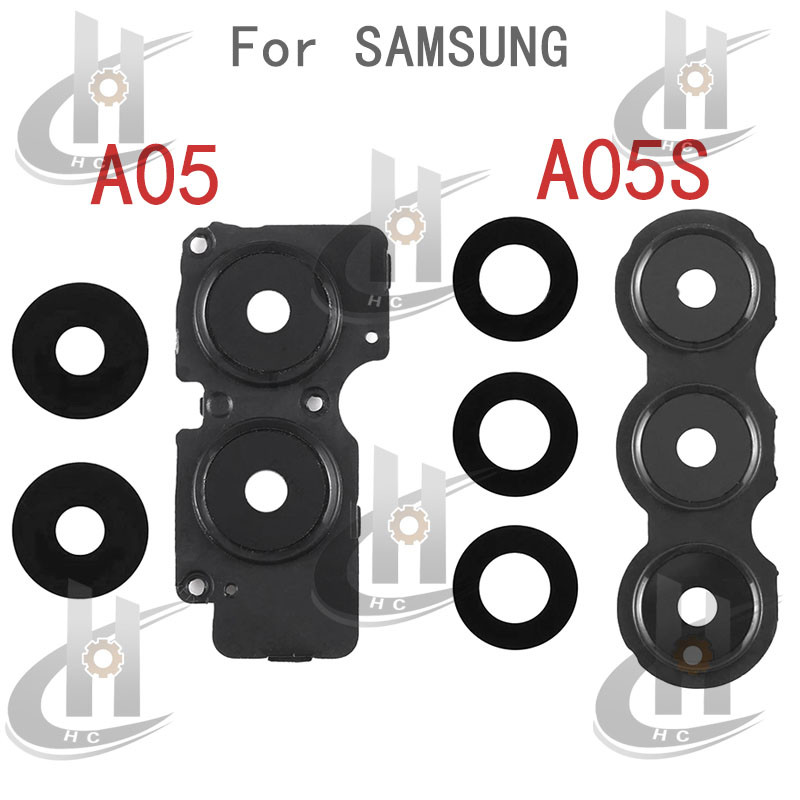 กระจกเลนส์กล้องด้านหลังสําหรับ Samsung Galaxy A05 / A05S กระจกเลนส์กล้องพร้อมกรอบผู้ถือ Bezel แหวนฝาครอบกาวเปลี่ยน