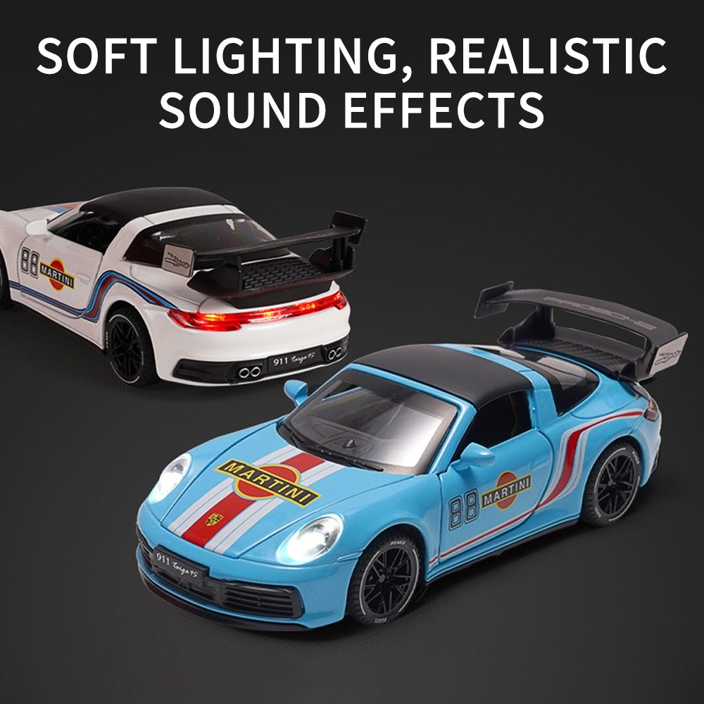 KLT 1:32 Porsche 911 Martini Diecast รุ่นรถยนต์ของเล่นคอลเลกชันของขวัญสําหรับเด็กเด็กผู้หญิง