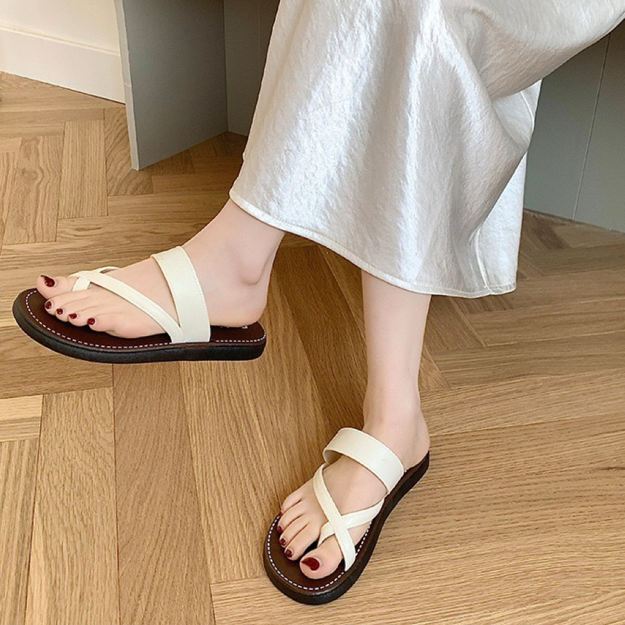ManBu8พร้อมส่ง รองเท้าแตะหูคีบ สายไขว้ผู้หญิง แบบสวม รูปที่ 4