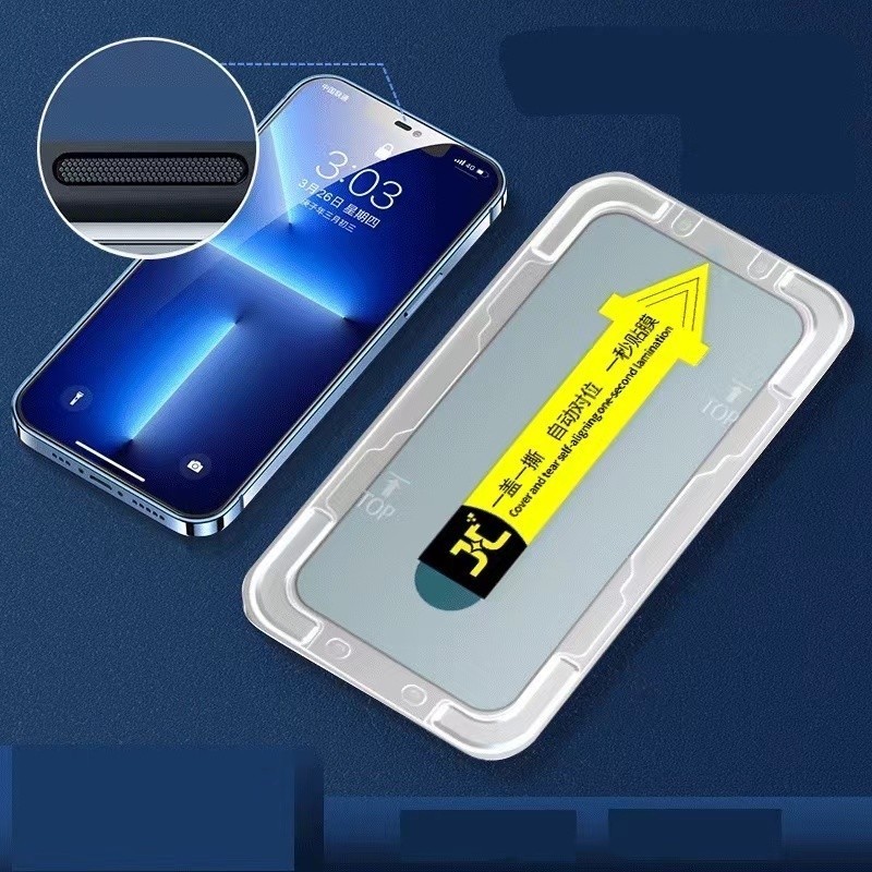 ฟิล์มกระจกใส  ฟิล์มกระจก ติดง่าย แบบเต็มจอ HD ป้องกันการระเบิด iPhone17  11 12Pro Max 11Pro  XS XR 14PLUS ป้องกันหน้าจอ