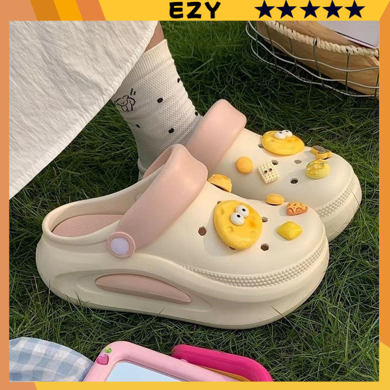 รองเท้าส้นหนาสำหรับผู้หญิงรุ่นใหม่เสริมความสูงน่ารักรองเท้าแตะส้นสูงทนทานต่อการสึกหรอ รองเท้าแตะพื้นหนาสำหรับผู้หญิงX124