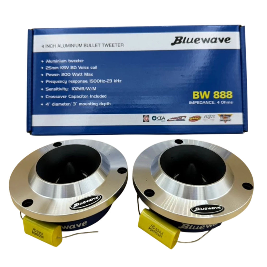 ลำโพงเสียงแหลม / ทวิตเตอร์แหลมจาน 4นิ้ว BLUE WAVE รุ่น BW-888 ว้อยไทเทเนี่ยมแท้ เกรดA แหลมจานบลูเวฟ 